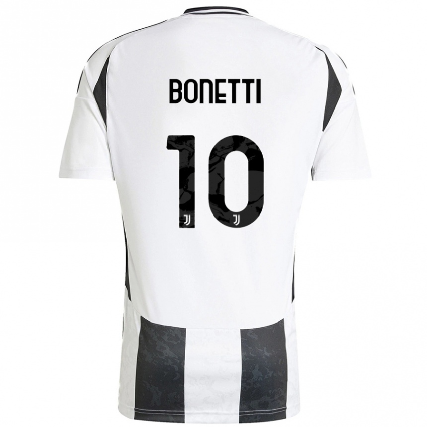 Kids Football Andrea Bonetti #10 White Black Home Jersey 2024/25 T-Shirt Nz