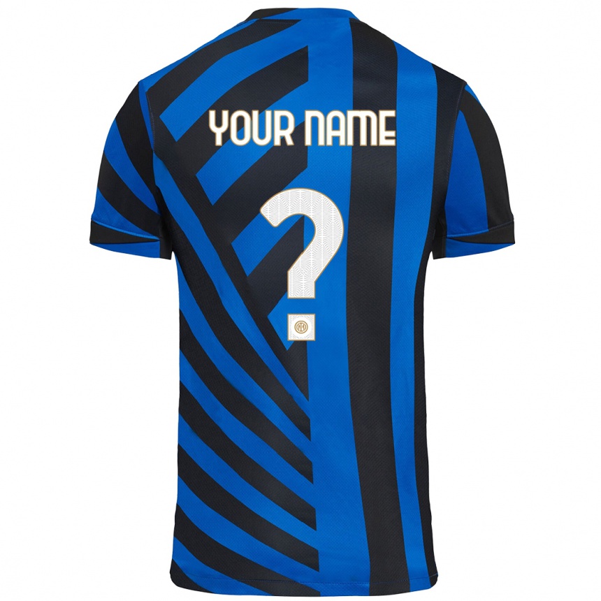 Kids Football Your Name #0 Blue Black Home Jersey 2024/25 T-Shirt Nz