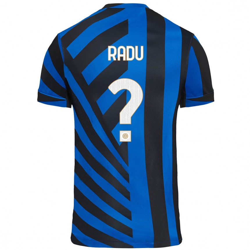 Kids Football Andrei Radu #0 Blue Black Home Jersey 2024/25 T-Shirt Nz