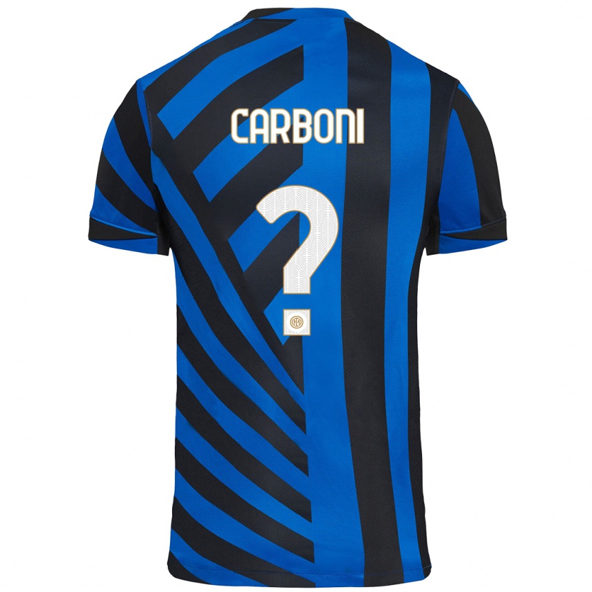 Kids Football Franco Carboni #0 Blue Black Home Jersey 2024/25 T-Shirt Nz