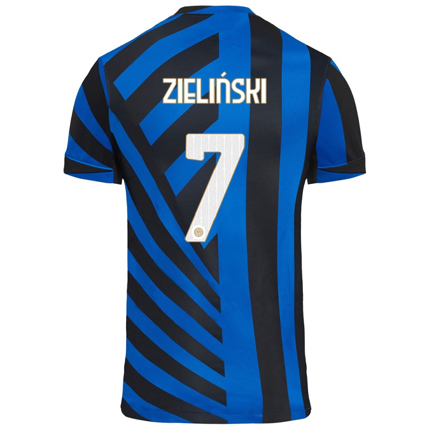 Kids Football Piotr Zielinski #7 Blue Black Home Jersey 2024/25 T-Shirt Nz