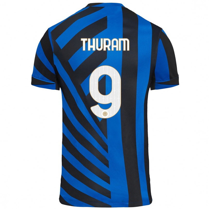 Kids Football Marcus Thuram #9 Blue Black Home Jersey 2024/25 T-Shirt Nz