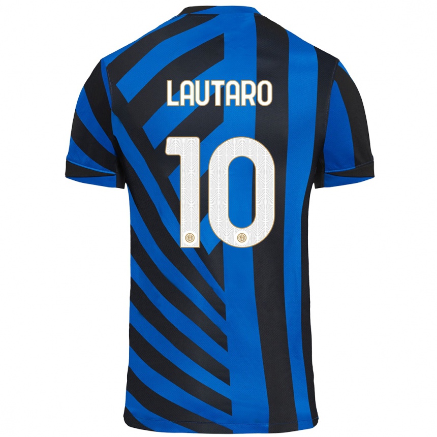 Kids Football Lautaro Martinez #10 Blue Black Home Jersey 2024/25 T-Shirt Nz