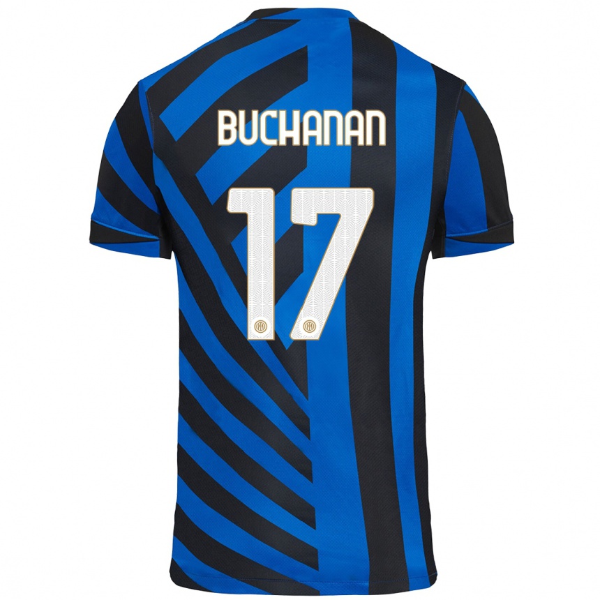 Kids Football Tajon Buchanan #17 Blue Black Home Jersey 2024/25 T-Shirt Nz