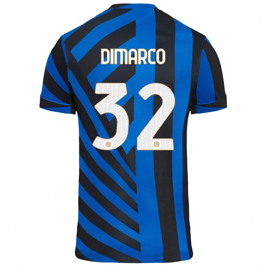 Kids Football Federico Dimarco #32 Blue Black Home Jersey 2024/25 T-Shirt Nz