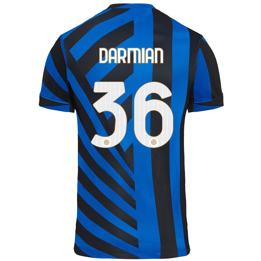 Kids Football Matteo Darmian #36 Blue Black Home Jersey 2024/25 T-Shirt Nz