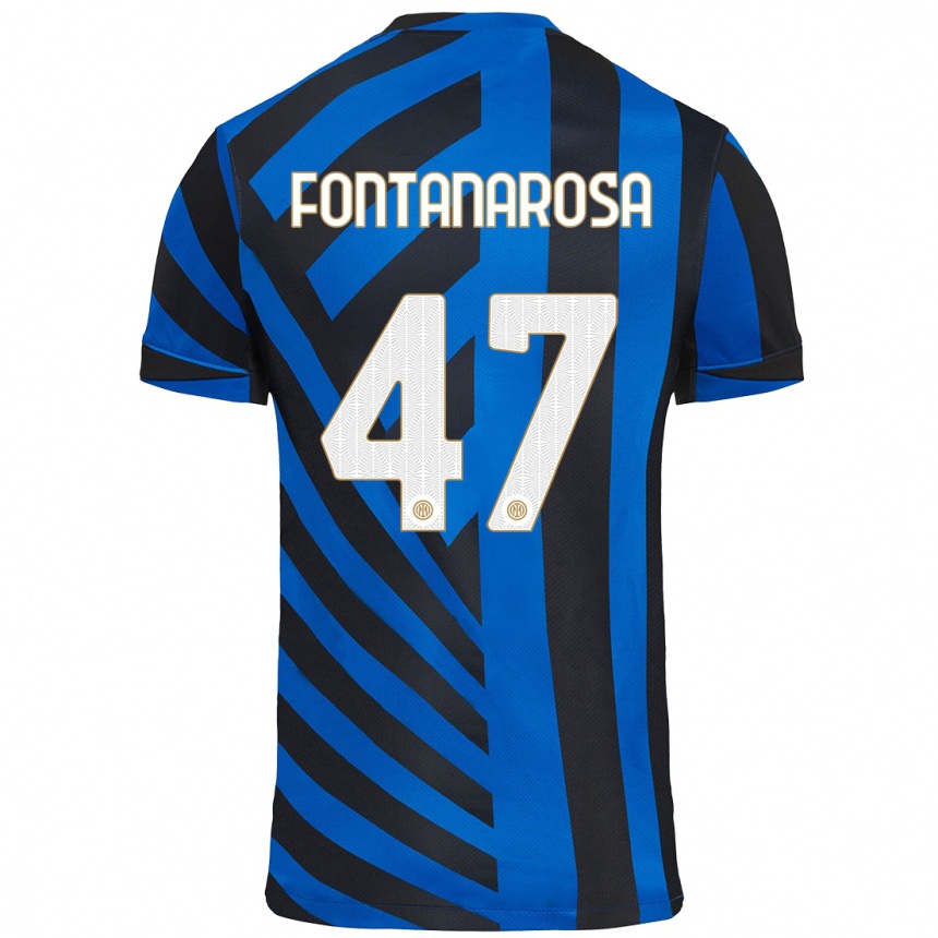 Kids Football Alessandro Fontanarosa #47 Blue Black Home Jersey 2024/25 T-Shirt Nz