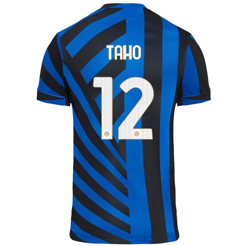 Kids Football Alain Taho #12 Blue Black Home Jersey 2024/25 T-Shirt Nz