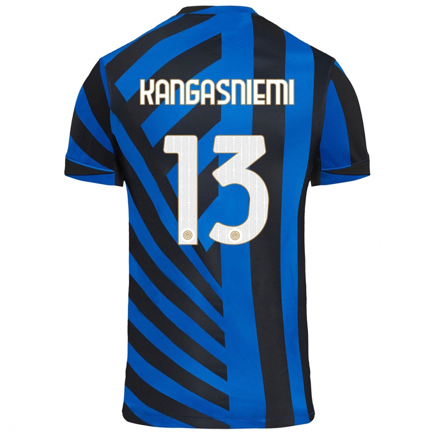 Kids Football Ilari Kangasniemi #13 Blue Black Home Jersey 2024/25 T-Shirt Nz