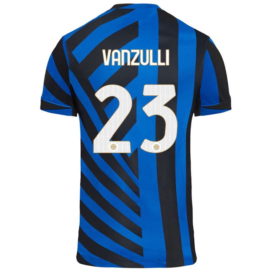 Kids Football Marco Vanzulli #23 Blue Black Home Jersey 2024/25 T-Shirt Nz