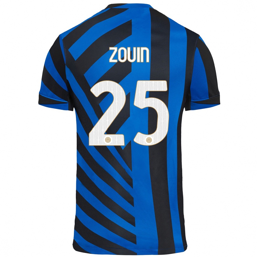 Kids Football Aymen Zouin #25 Blue Black Home Jersey 2024/25 T-Shirt Nz