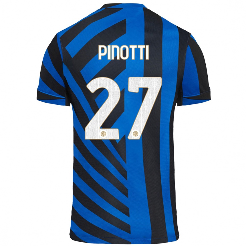 Kids Football Manuel Pinotti #27 Blue Black Home Jersey 2024/25 T-Shirt Nz