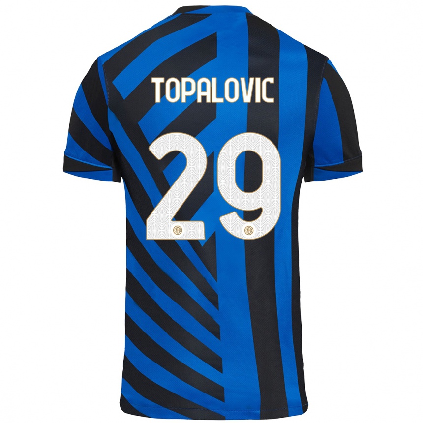 Kids Football Luka Topalovic #29 Blue Black Home Jersey 2024/25 T-Shirt Nz