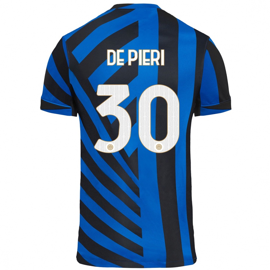 Kids Football Giacomo De Pieri #30 Blue Black Home Jersey 2024/25 T-Shirt Nz