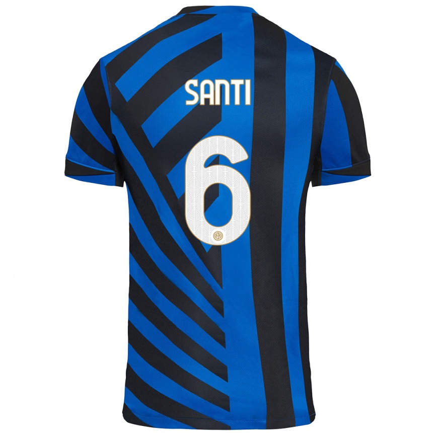 Kids Football Irene Santi #6 Blue Black Home Jersey 2024/25 T-Shirt Nz