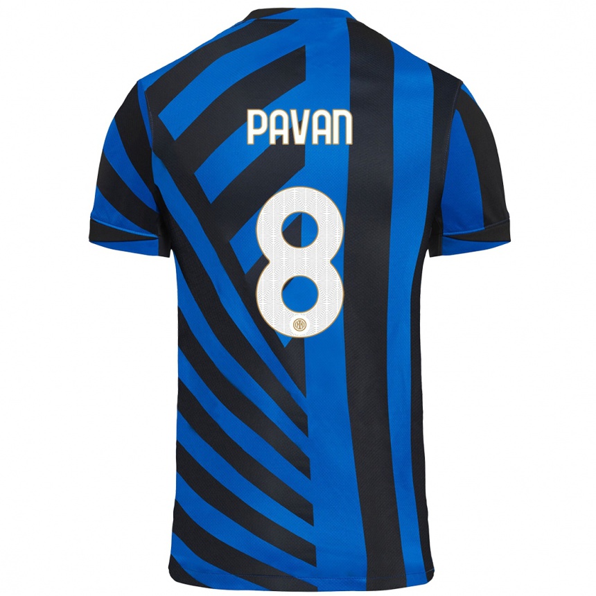 Kids Football Matilde Pavan #8 Blue Black Home Jersey 2024/25 T-Shirt Nz