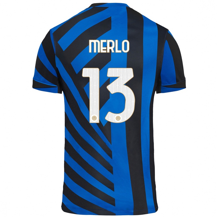 Kids Football Beatrice Merlo #13 Blue Black Home Jersey 2024/25 T-Shirt Nz