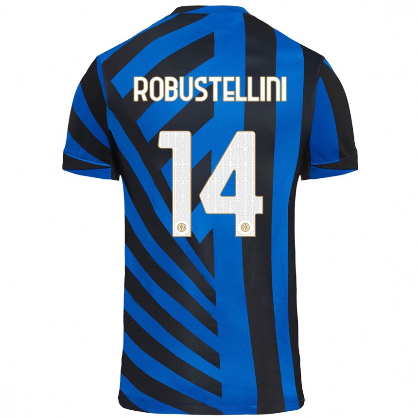 Kids Football Chiara Robustellini #14 Blue Black Home Jersey 2024/25 T-Shirt Nz