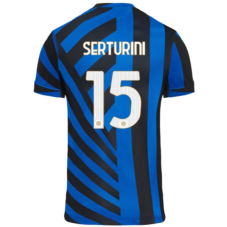 Kids Football Annamaria Serturini #15 Blue Black Home Jersey 2024/25 T-Shirt Nz