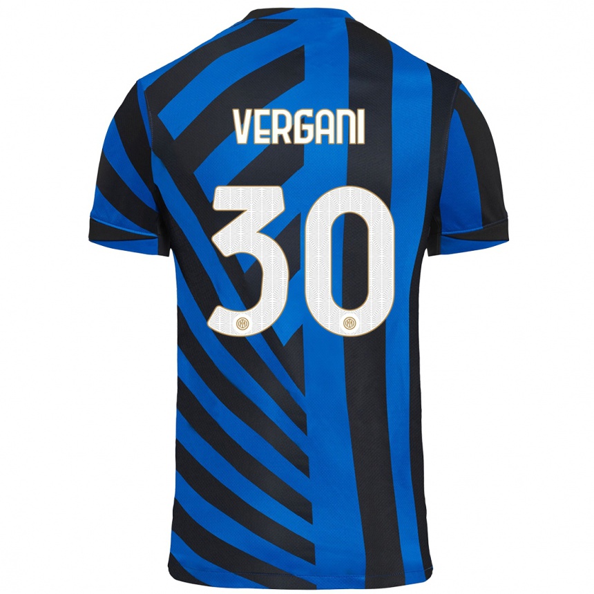 Kids Football Bianca Vergani #30 Blue Black Home Jersey 2024/25 T-Shirt Nz