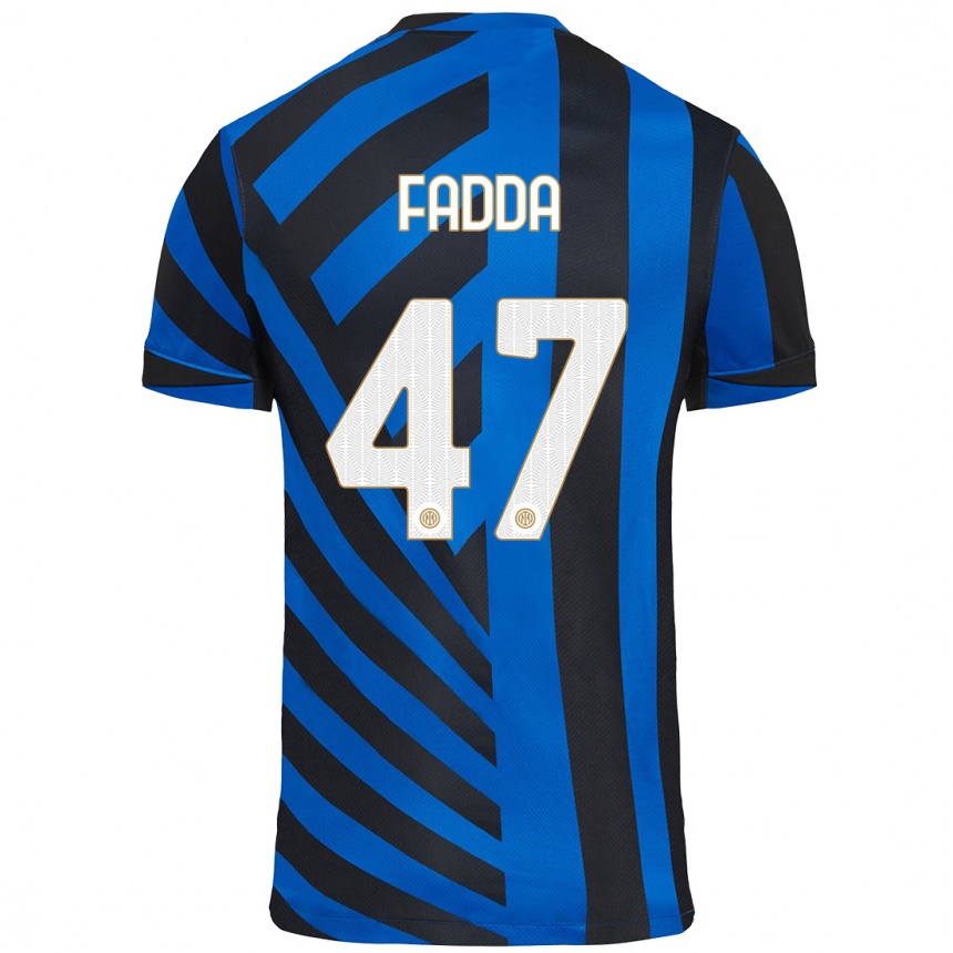 Kids Football Paola Fadda #47 Blue Black Home Jersey 2024/25 T-Shirt Nz