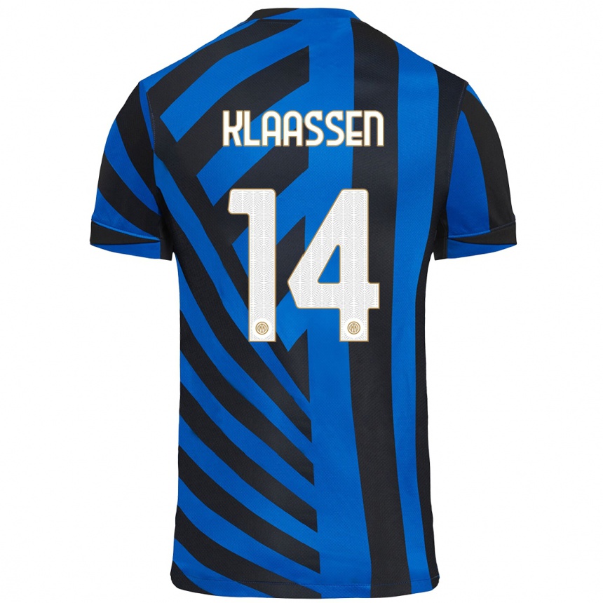 Kids Football Davy Klaassen #14 Blue Black Home Jersey 2024/25 T-Shirt Nz