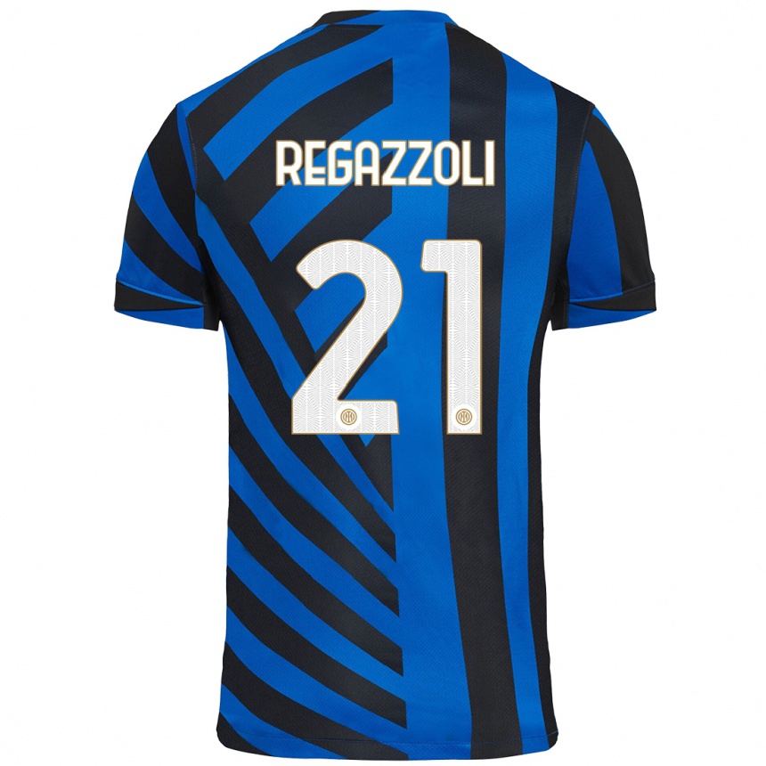 Kids Football Alice Regazzoli #21 Blue Black Home Jersey 2024/25 T-Shirt Nz