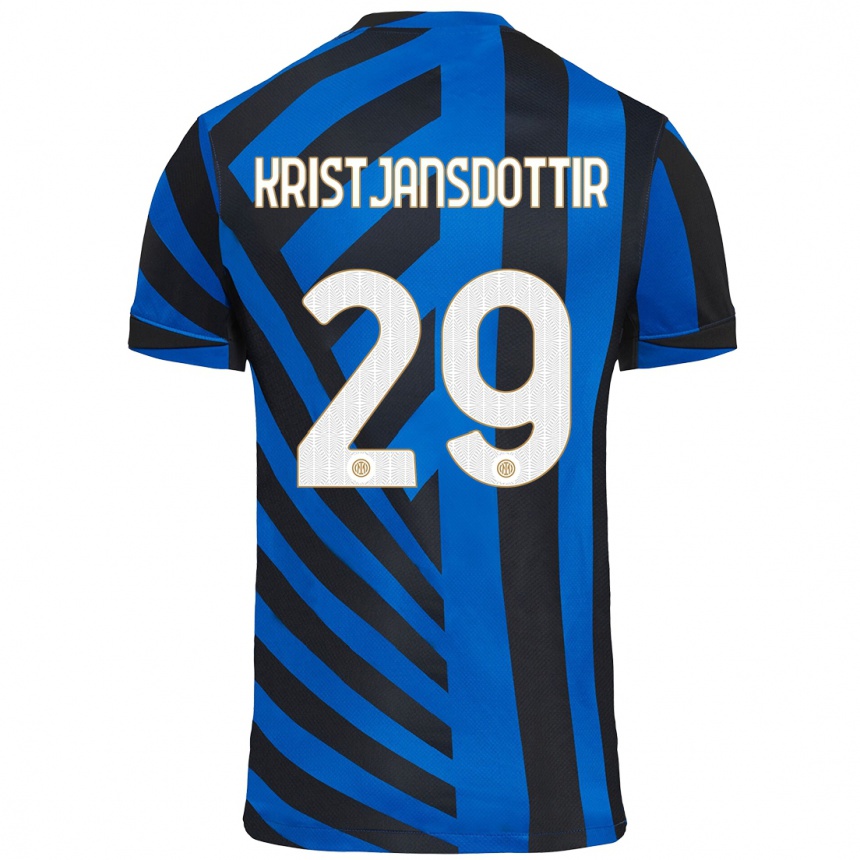 Kids Football Anna Bjork Kristjansdottir #29 Blue Black Home Jersey 2024/25 T-Shirt Nz