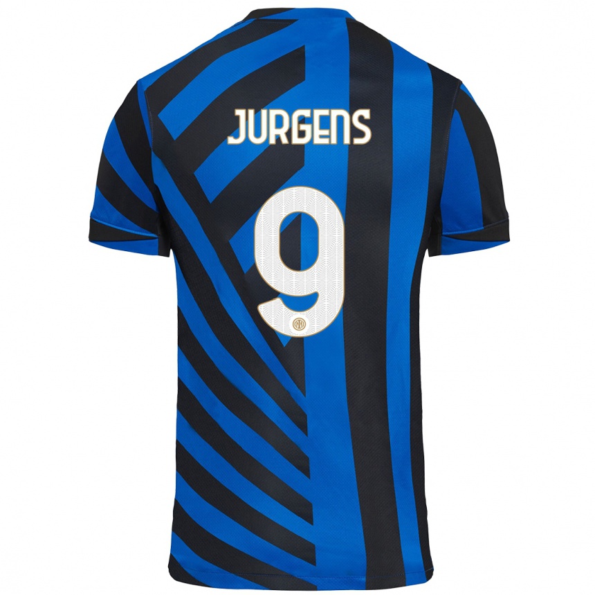 Kids Football Oliver Jurgens #9 Blue Black Home Jersey 2024/25 T-Shirt Nz