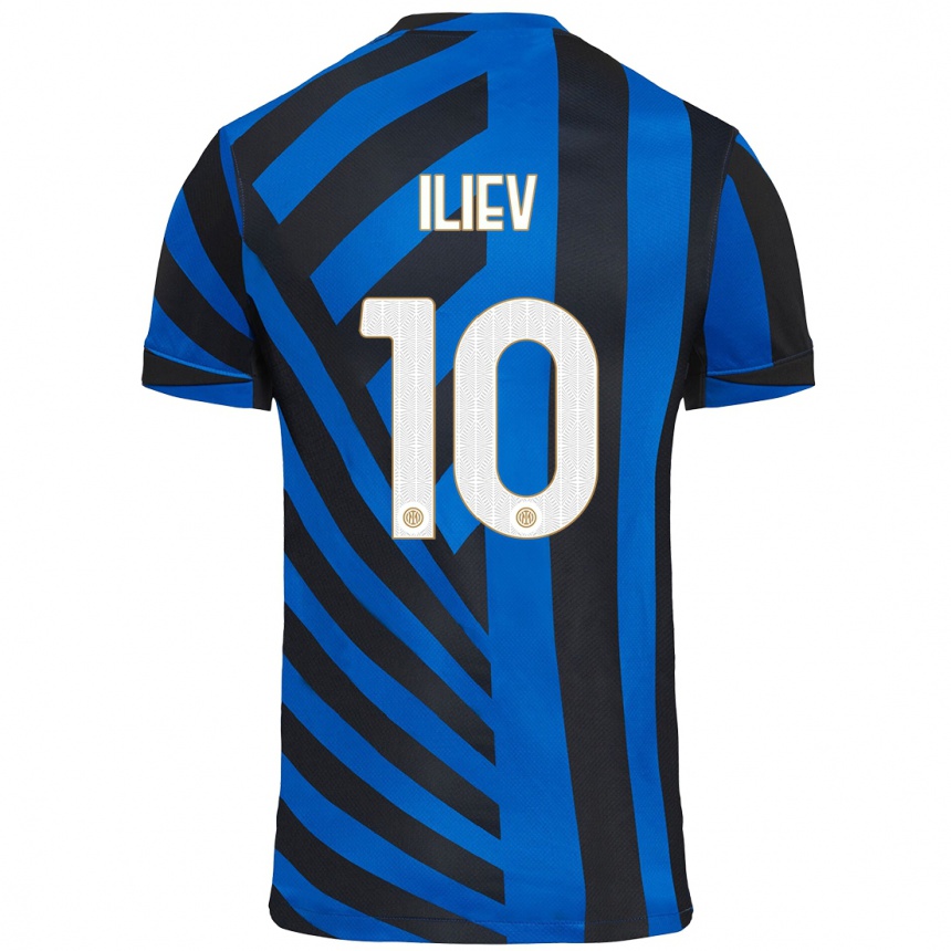 Kids Football Nikola Iliev #10 Blue Black Home Jersey 2024/25 T-Shirt Nz