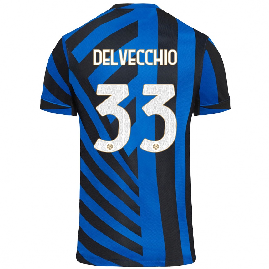 Kids Football Gabriele Delvecchio #33 Blue Black Home Jersey 2024/25 T-Shirt Nz