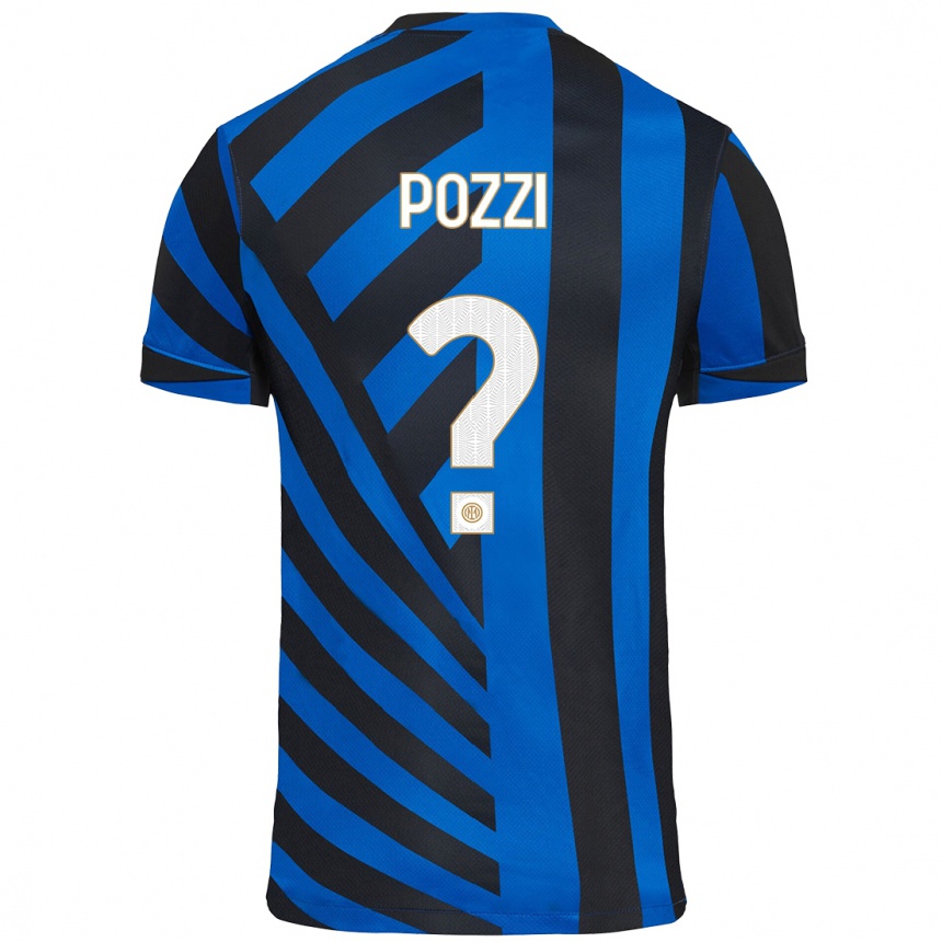 Kids Football Andrea Pozzi #0 Blue Black Home Jersey 2024/25 T-Shirt Nz