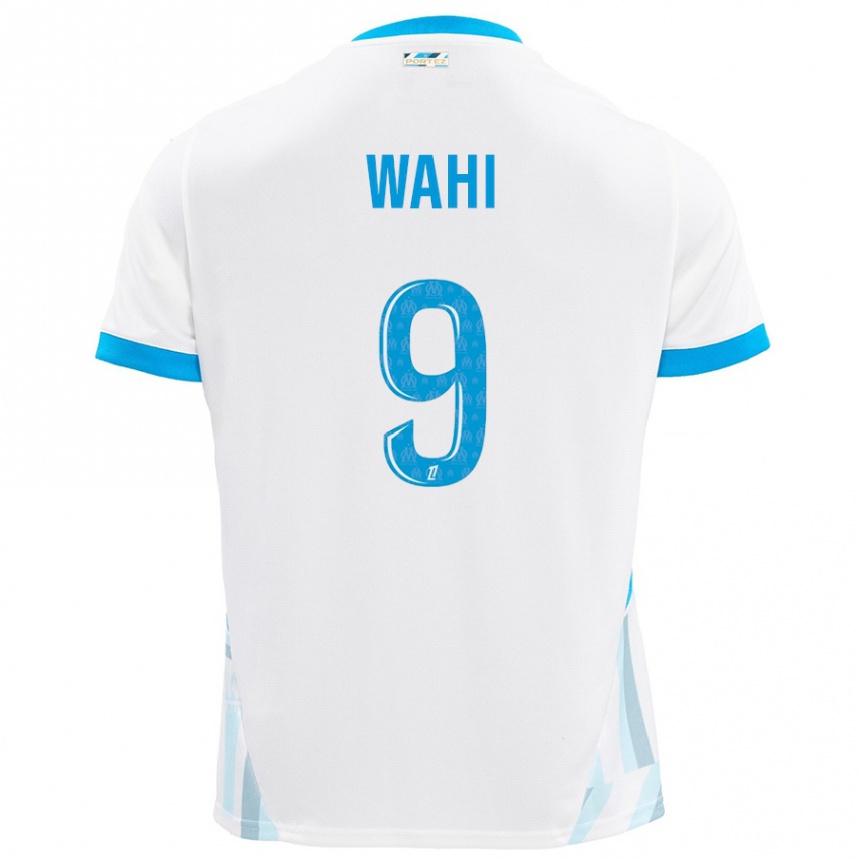 Kids Football Elye Wahi #9 White Sky Blue Home Jersey 2024/25 T-Shirt Nz