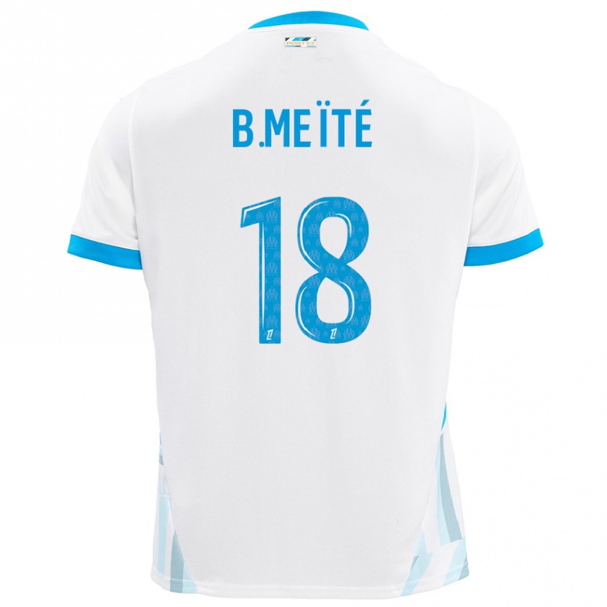 Kids Football Bamo Meïté #18 White Sky Blue Home Jersey 2024/25 T-Shirt Nz