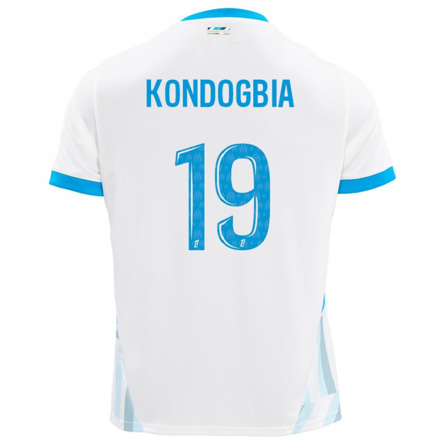 Kids Football Geoffrey Kondogbia #19 White Sky Blue Home Jersey 2024/25 T-Shirt Nz