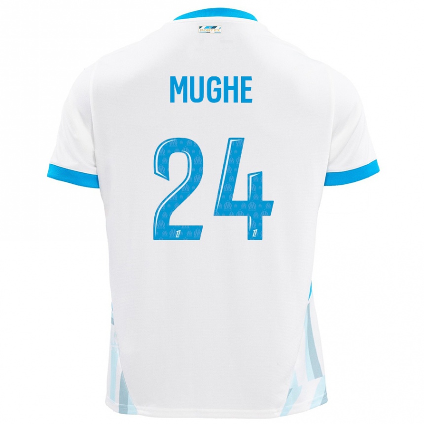 Kids Football François Mughe #24 White Sky Blue Home Jersey 2024/25 T-Shirt Nz