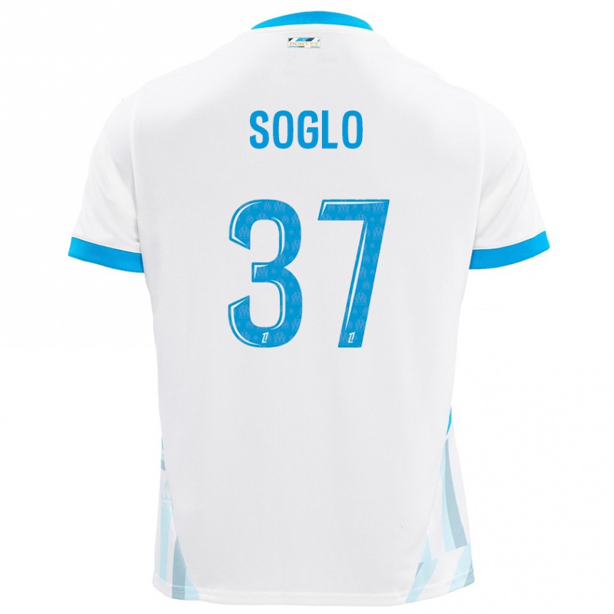 Kids Football Emran Soglo #37 White Sky Blue Home Jersey 2024/25 T-Shirt Nz