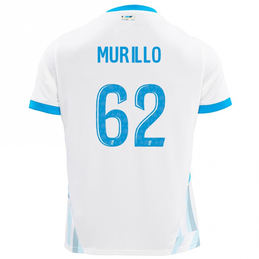 Kids Football Amir Murillo #62 White Sky Blue Home Jersey 2024/25 T-Shirt Nz