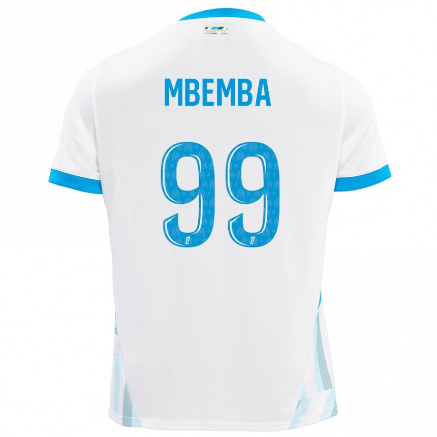 Kids Football Chancel Mbemba #99 White Sky Blue Home Jersey 2024/25 T-Shirt Nz