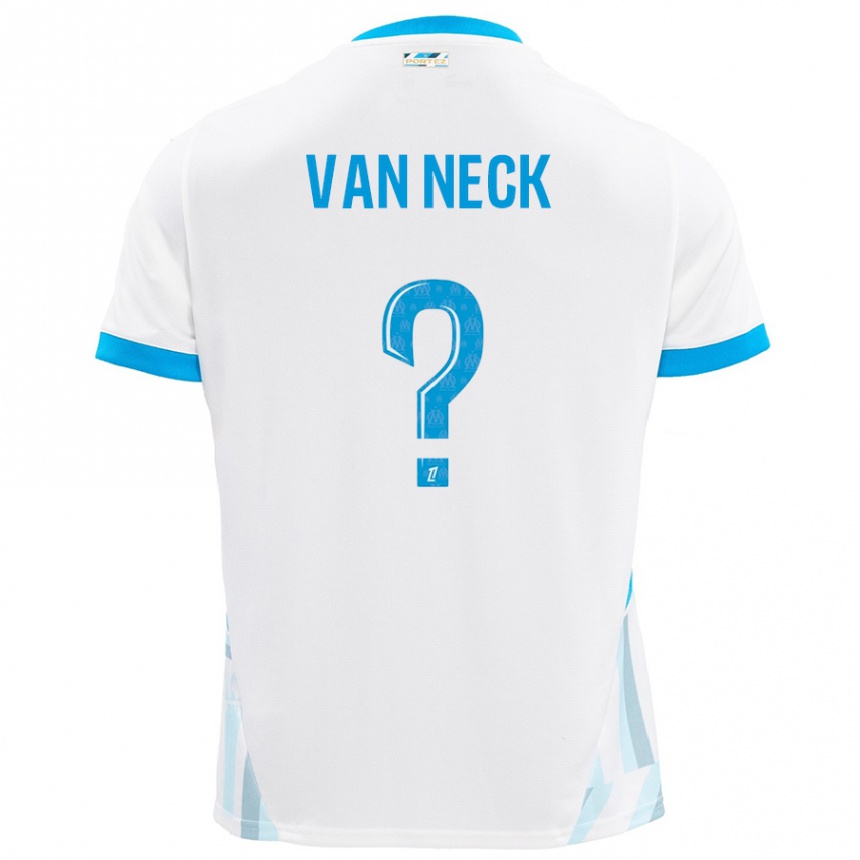 Kids Football Jelle Van Neck #0 White Sky Blue Home Jersey 2024/25 T-Shirt Nz