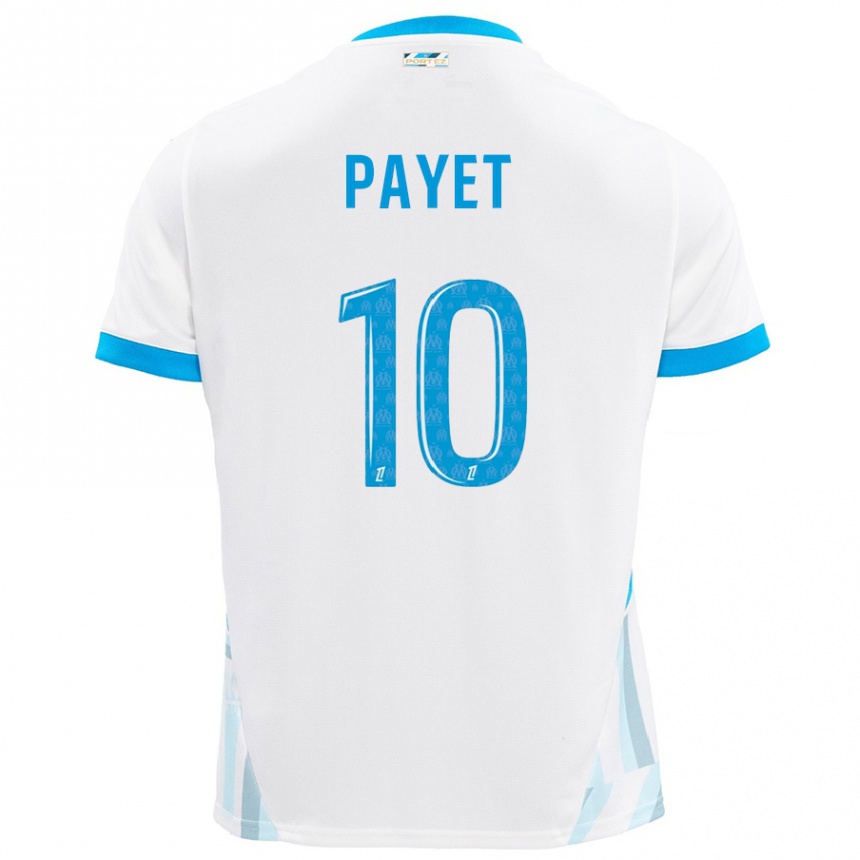 Kids Football Dimitri Payet #10 White Sky Blue Home Jersey 2024/25 T-Shirt Nz