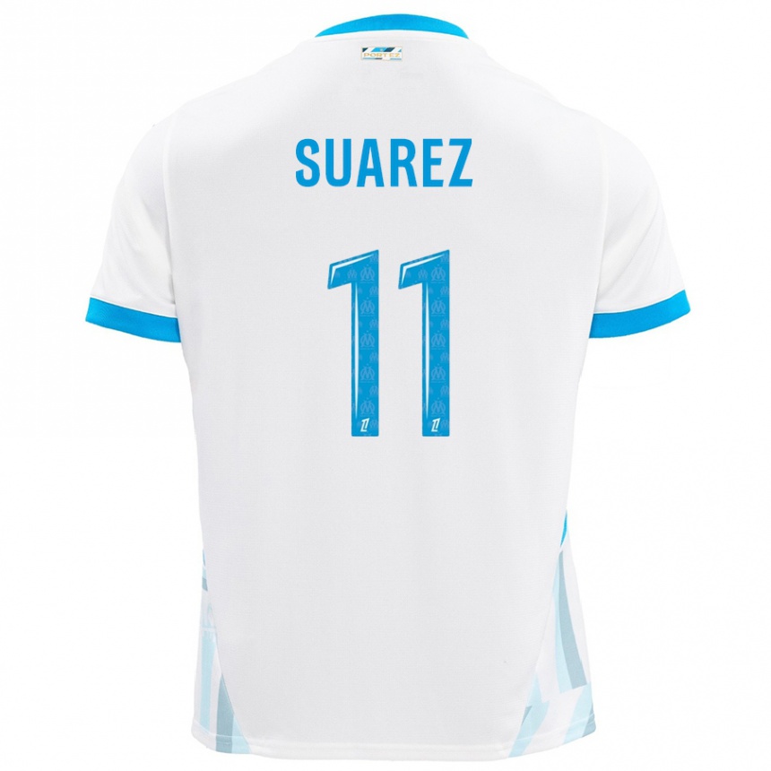 Kids Football Luis Suarez #11 White Sky Blue Home Jersey 2024/25 T-Shirt Nz