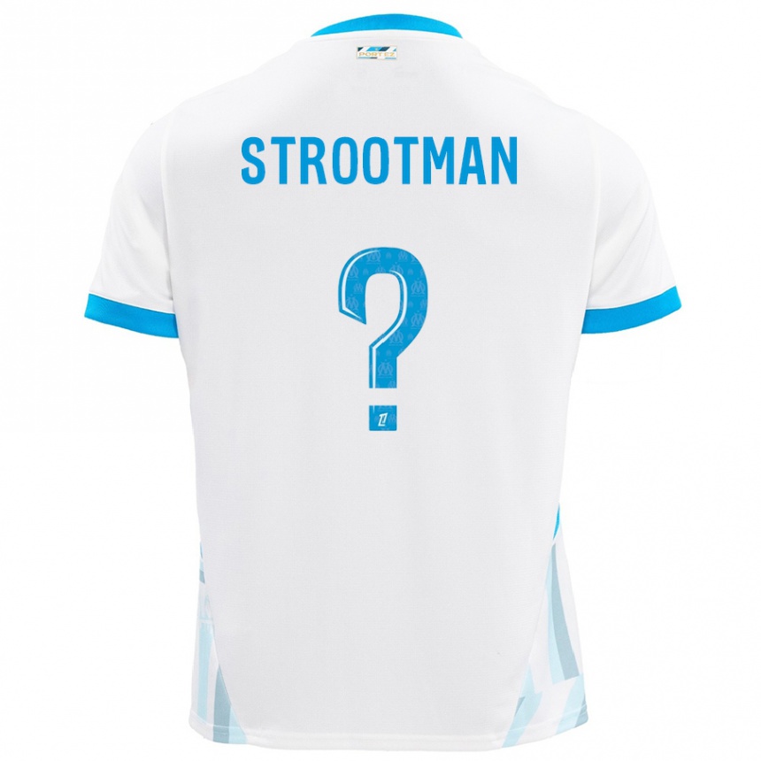 Kids Football Kevin Strootman #0 White Sky Blue Home Jersey 2024/25 T-Shirt Nz