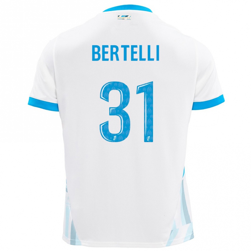 Kids Football Ugo Bertelli #31 White Sky Blue Home Jersey 2024/25 T-Shirt Nz