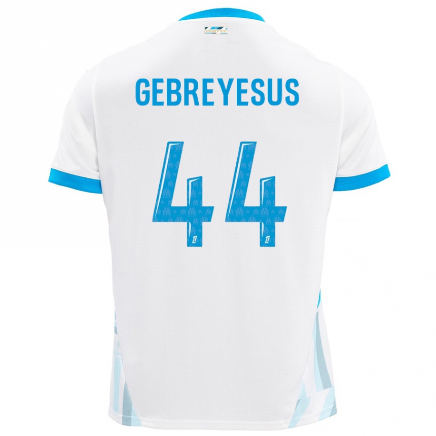 Kids Football Esey Gebreyesus #44 White Sky Blue Home Jersey 2024/25 T-Shirt Nz