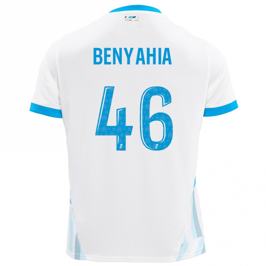 Kids Football Aylan Benyahia-Tani #46 White Sky Blue Home Jersey 2024/25 T-Shirt Nz