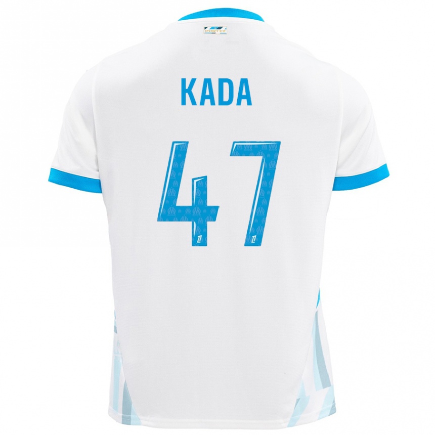 Kids Football Joakim Kada #47 White Sky Blue Home Jersey 2024/25 T-Shirt Nz