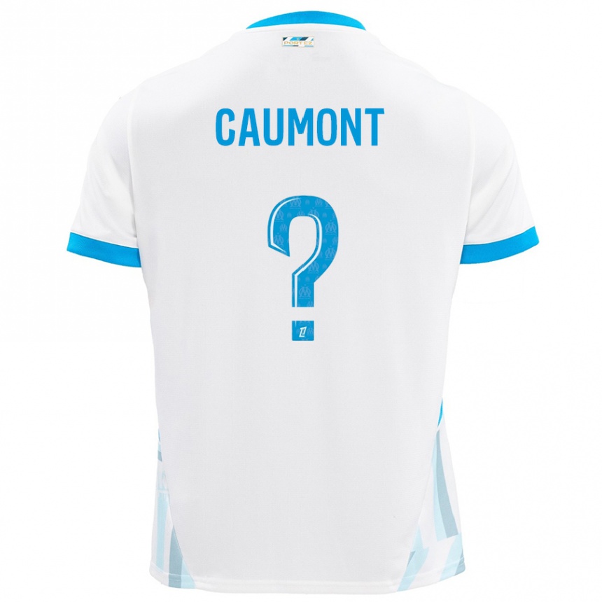 Kids Football Enzo Caumont #0 White Sky Blue Home Jersey 2024/25 T-Shirt Nz