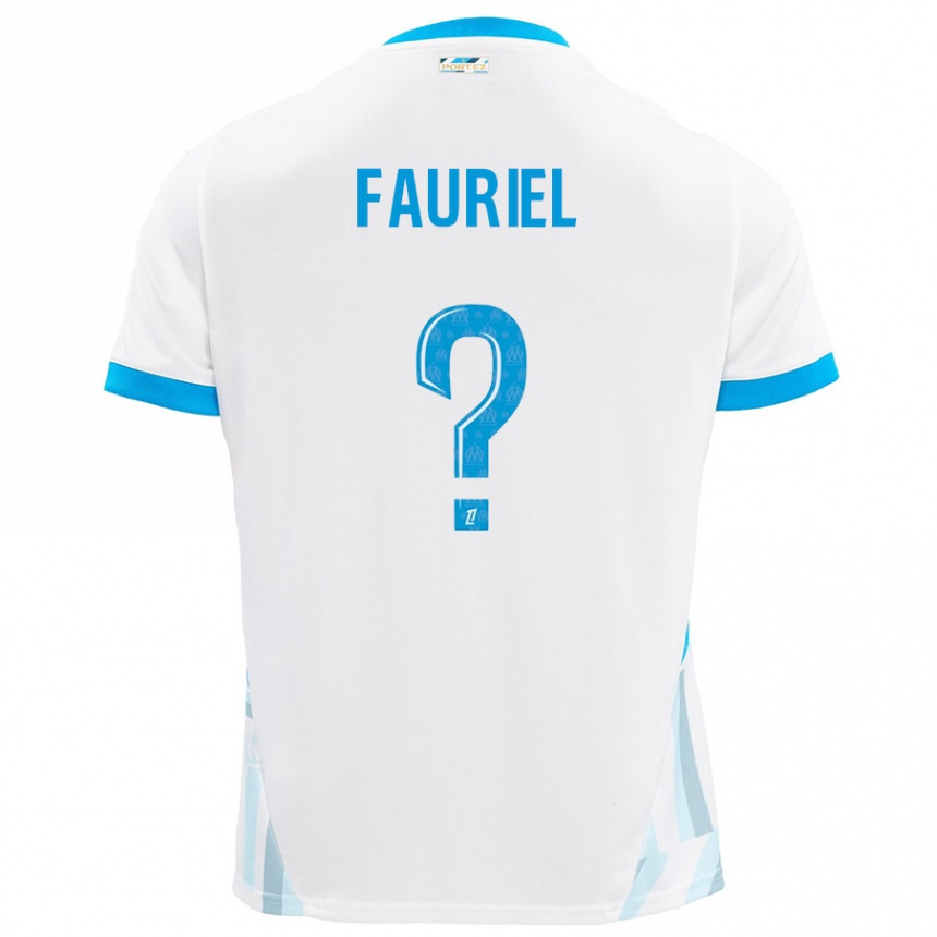 Kids Football Lois Fauriel #0 White Sky Blue Home Jersey 2024/25 T-Shirt Nz