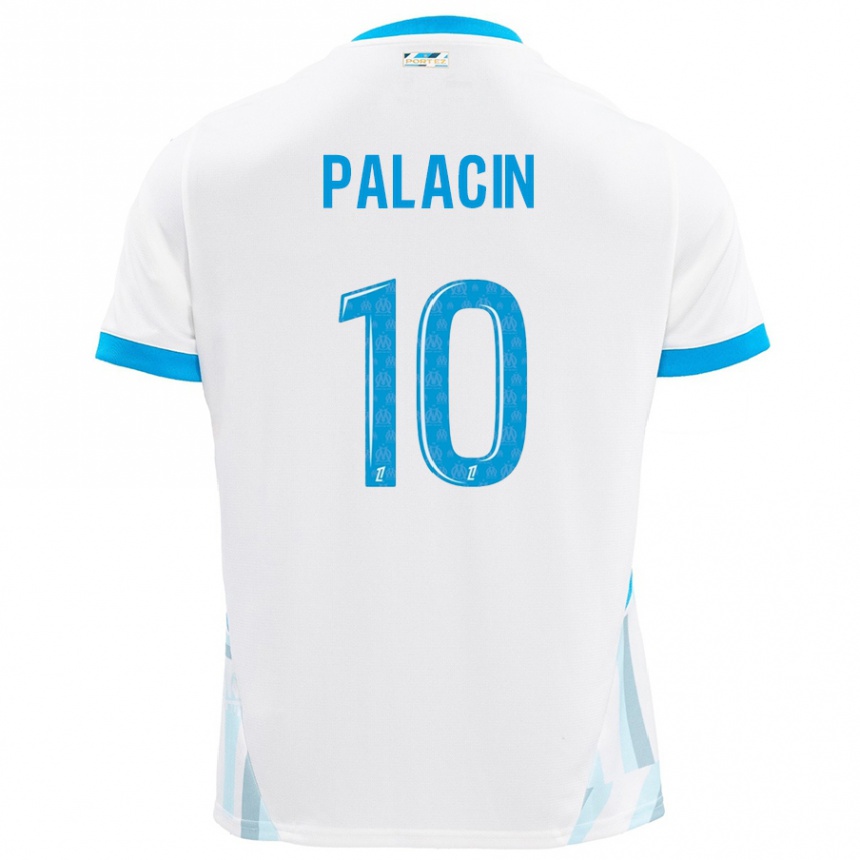 Kids Football Sara Palacin #10 White Sky Blue Home Jersey 2024/25 T-Shirt Nz